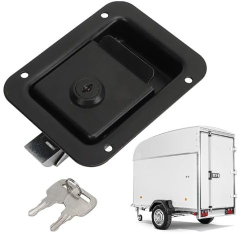 Qkbuza Lucchetto in acciaio per camion, furgone, serratura piatta per rimorchio, in acciaio inox, 12,7 x 10,2 cm, serratura per auto, serratura antiruggine, ad alta sicurezza, per auto per