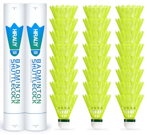 HIRALIY 12 Nylon Badminton Shuttlecocks, Yellow Speed 77