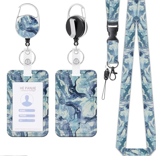 KHDULQ Lanyard,Correa Movil Cuello,Funda Plastico Tarjeta (Textura Azul), Adecuado para Cordones de Teléfonos Móviles,Tarjetas de Identificación,Artículos de Oficina Y Escolares