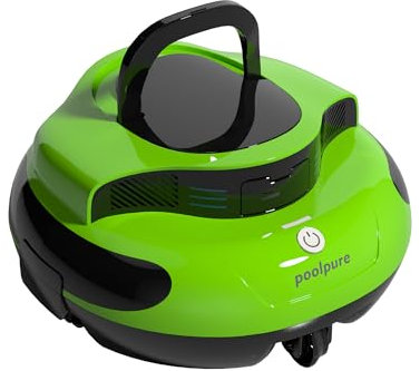 POOLPURE Robot Piscina, 55 Wh-100 Minuti, Doppio Motore, Indicatori LED, Funzione Auto-Parcheggio, Impermeabile IPX8, Pulitore di Vuoto senza fili per piscine Piane integrate