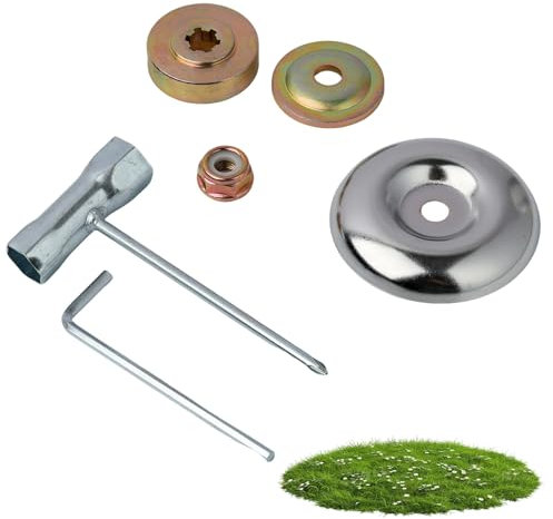 Kit de Fijación Universal para Cortacésped y Máquinas de Riego, Incluye Tuercas de Cuchilla, Placas y Llaves, Compatible con Modelos de Seis Dientes, Set de 6 Piezas en Metal Resistente