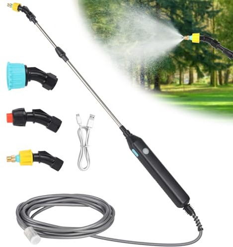 DAJASD Elektrischer Pflanzensprüher, Akku Drucksprüher mit 3 Verstellbar Düsen und 5m Schlauch, Wiederaufladbarem und Tragbarer Sprühstab, Drucksprüher Elektrisch für Garten Hof Rasen Unkraut (3.7V)