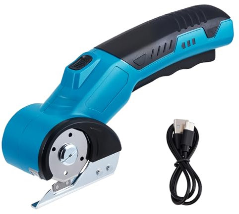 Cordless Electric Scissors, Cardboard Box Cutter Rechargeable Fabric Scissor with Safety Lock & LED Light, Power Rotary Cutter Tool for Leather Carpet Plastic Cutting, Sewing, Crafting