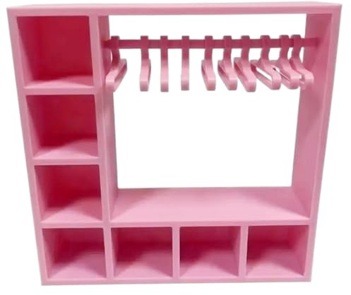 Armario para muñecas, Muebles de casa de muñecas de plástico de simulación con Perchas y Varilla, Organizador de Bricolaje, exhibición, Almacenamiento de Ropa para, 6x6x1, 5 Pulgadas