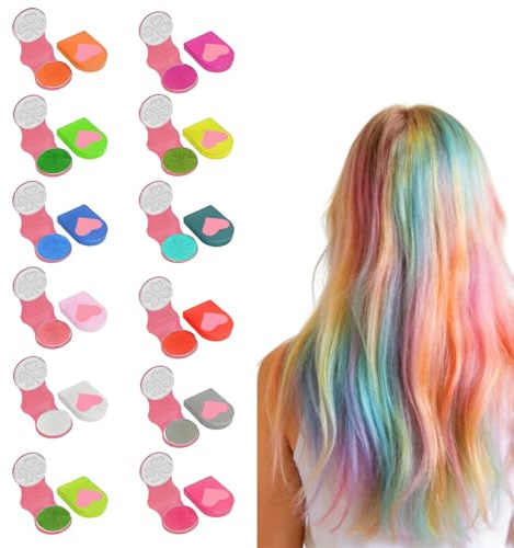 MINGBOLIN 12 tizas de pelo para niñas, lavable, coloración temporal del cabello, Pascua, cumpleaños, juegos de rol
