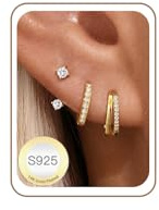 3Pairs 14K Gold Hoop Stud Earrings Set for Women Ladies Dainty Small Huggie Hoop Earrings Stacks for Multiple Piercings Hypoallergenic Jewelry Gifts