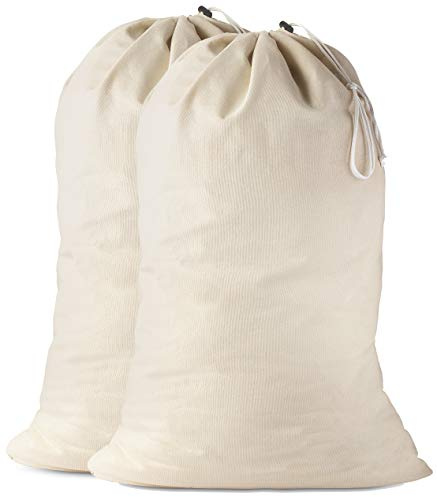 Handy Laundry Borsa per biancheria in cotone, la borsa per biancheria lavabile extra resistente con coulisse è un ottimo sacco di stoffa per sacco a pelo, fodera per cesto di lino, fodera per cesti e