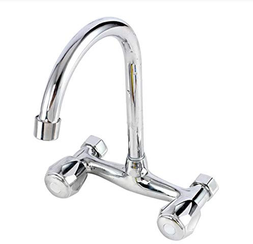 Robinet De Cuisine Mural Robinet D'évier À Double Poignée Robinet D'eau Chaude Et Froide Robinet De Lavabo À Double Trou