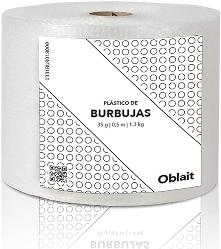 Rollo de plástico de burbujas de 50 cm de ancho y 100 metros de longitud. Papel burbuja Ideal para embalaje, mudanzas, cajas.