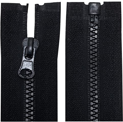 AERZETIX - C63883 - Juego de 2 cremalleras inyectadas N°3 75cm separables - tirador decorativo - cursor en metal - color negro - malla corredera ropa costura mercería chaqueta