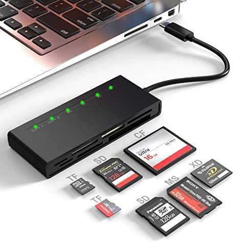 Lettore di schede USB C, lettore di schede multiplo SD/TF/CF/XD/MS Type-C 5Gps ad alta velocità XD per scheda SD TF CF MS, adattatore Sony Memory Stick Pro Duo Leggi contemporaneamente 5 schede