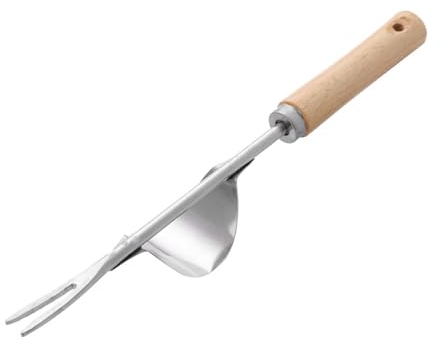 Voarge Unkrautstecher Edelstahl,Handjätgerät für den Garten,Wurzeljäter mit Holzgriff,Manueller Weeder zum Graben, Jäten, Lösen