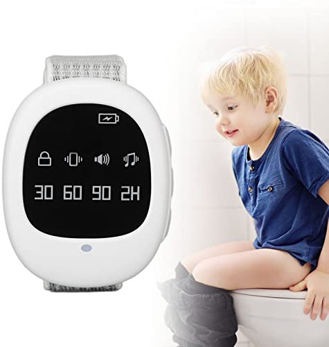Bed Wetting Alarm,Wee Alarm for Kids,Bedwetting Alarm Vibration Timer Setting Musical Wireless Potty Training Alarm with Sound Vibrating for Elderly Adult,White