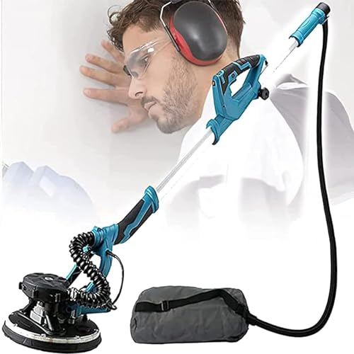DPLXFPP Lijadora Pared Eléctrica Plegable 1800w, Lijadora Paneles Yeso, con Aspiración Automática Sin Polvo, Mango Extensible Antivibración, para Techo Interior Y Exterior,20PCSsandpaper