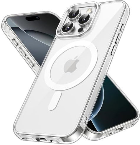 JETech Magnetiskt Skal för iPhone 16 Pro Max, Klar | Kompatibel med MagSafe, Stötsäker Bumper Fodral, Reptålig, Transparent Baksida