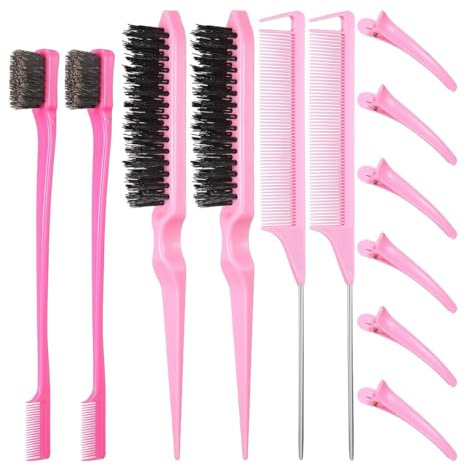 GXGM Set di 12 Pettini Spazzola Capelli Setole Acconciatura Spazzola e Pettine a Coda Robusto Doppio Bordo Pettine Pettine per Stuzzicare Professionali per Parrucchiere Donne Uomini Bambini
