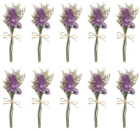 PATIKIL Mini torkad bukett, 10 stycken förgätmigej inte naturliga vilda blommor med stjälk dekor gipsblomma boho blommor växt blomma för pyssel gör-det-själv foto, mörklila