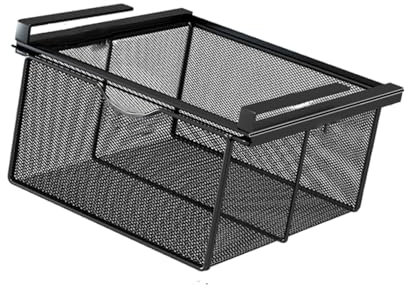 Colcolo Cestello Estraibile per cassetto sospeso, cestello portaoggetti Estraibile sotto ripiano, Organizer portaoggetti sotto Mobile per Camera da Letto, Neroxl