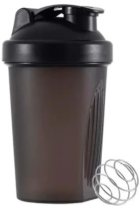 YXINAER Botella coctelera for Mezclar proteínas, Taza for Batidos, Taza de Agua Deportiva for Fitness, Botellas de Agua de plástico a Escala de 550ml(Black Single Layer)