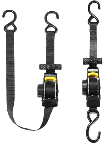 Putentfun 2 Pack Auto Retract Ratchet Tie Down Straps – 680kg/1500lb Max Break Strength, Includes 2.5 cm x 3 m Straps with Ergonomic Padded Handles