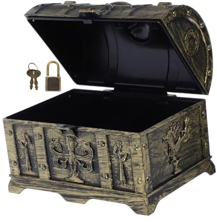 BESTYASH Piraten Schatztruhe Für Junge Mädchen Vintage Schmuckbox Mit Schloss Und Schlüssel Für Geburtstagsfeiern Aufbewahrung Von Spielzeug Und Geschenken Halloween-dekoration