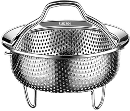 Steam Basket for Cooking, Metal Steam Basket, Pot Insert, Steam Basket, Rice Washer, Fryer Set, Steamer Tray with Handle and Stand, Food Steamer Basket for Various Pots