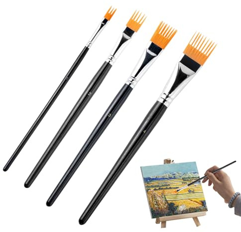 4PCS Pinceles Peine Juego, Juego Ergonómico De Instrumentos De Pintura, Artistas Peine Plano Pincel, Artísticos con Mango Adaptablepara Niños Y Adultos, Aula, Manualidades Y Dibujo