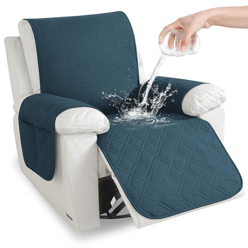 YSTELLAA Fundas Sillon Relax Reclinable 1 Plaza, Verde Oscuro | Funda Sillón Antimanchas Antideslizante, Fundas para Sillones Relax con Bolsillo Laterales, for Mascotas Antiarañazos