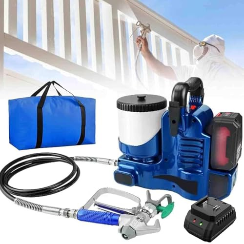 Pulverizador de pintura eléctrico inalámbrico, máquina de pulverización sin aire de alta presión, presión ajustable con manguera para pintura de látex, decoración del hogar y uso DIY