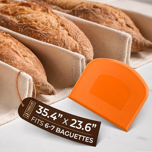 Orblue Bakers Couche and Proofing Cloth, 100% Cotton Fabric for Bread Dough Baking, Shaping Tool for Baguettes, Loaves, Ciabatta, Bread Couche 35.4 x 23.6 Inches