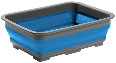 Collapsible Silicone Washing Container for Camping and Backpacking - Camping Dishware Gear Essentials in Blue (Made by Caddis Sports)
