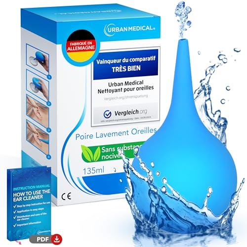 URBAN MEDICAL Ohrenschmalz Entferner - Sanfte Ohrendusche für Erwachsene, Kinder & Babys - Wiederverwendbarer Ohrreiniger - Sicher und effektiv - 135ml