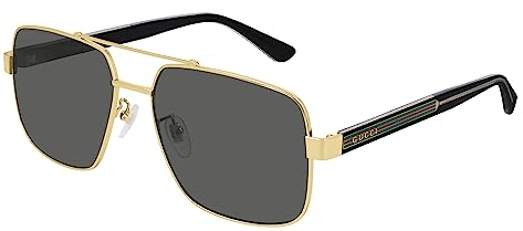 Gucci Unisex – Erwachsene GG0529S-001-60 Sonnenbrille, Gold-Schwarz, 60