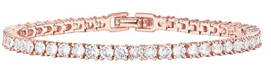 PAVOI 14K Rose Gold Plated Cubic Zirconia Classic Tennis Bracelet | Rose Gold Bracelets for Women | 7 Inches