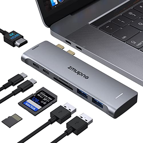 USB C Adapter for MacBook Pro, MacBook Air Adapter Multiport Accessories, 8 IN 2 Mac USB Adaptor with 4K HDMI, Thunderbolt 3, USB 3.0, USB 2.0, SD/TF, USB C Hub for MacBook Pro Air 2024/2023