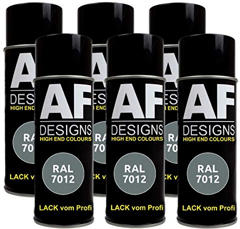 Alex Flittner Designs 6X Ral Pintura en Espray Pintura Coche Laca Colorida Lata de Aerosol RAL7012 Gris Basalto Seda Mate