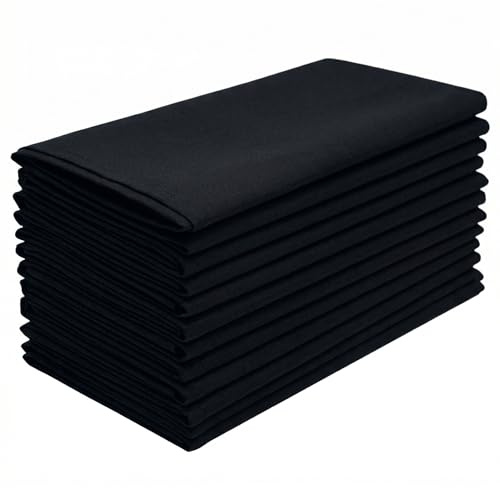 Beritle Restaurant Cloth Napkins Set of 12 Pack, Dinner Napkins Cloth Washable 20 x 20 Ins, MJS Commercial Quality, Reusable Table Napkins Cloth, Non-iron, No Fade, Easy to Remove Stains, Carbon Black