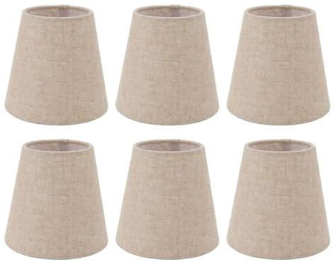 Juego de 6 pantallas de lámpara de lino de tela, pantalla de lámpara pequeña, pantalla de lámpara de pie, Clip de repuesto en pantalla para candelabros, lámparas de mesa