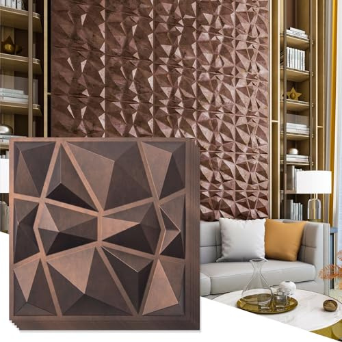 Art3d Dekorativa 3D-väggpaneler med diamantdesign, 30 x 30 cm antik koppar (33-pack) (A10315AC)