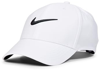 Nike Dri-Fit Club Structured Swoosh Cap, White/Black, Medium/Large