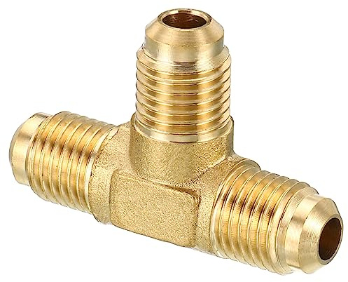 PATIKIL 1/4 x 1/4 x 1/4 Latón Tubo Montaje, Acampanado T Tubo Accesorio Tubería Adaptador Conector para Aire Acondicionado Refrigeración Plomería