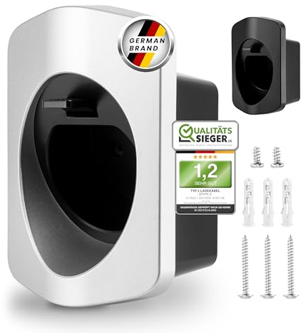 Spark-e Typ 2 Ladekabel Halterung | Sichere Wallbox Kabelhalterung für EV-Ladegeräte | Typ 2 Halterung Ladekabel Organizer in Deutscher Qualität | Silber