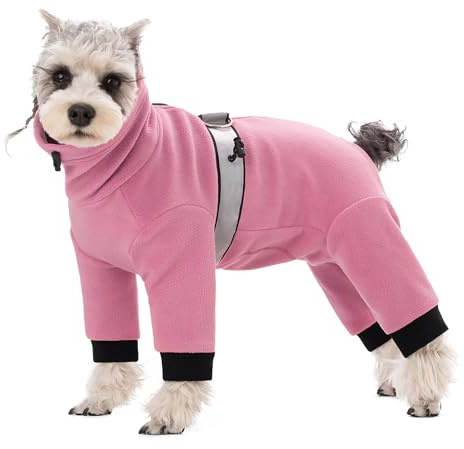 BT Bear Warm Coats Jackets for Small Dogs, Adjustable Dog Warm Fleece Jumpsuit Clothes With D-Ring Dog Winter Coat for Small Dogs,Pink M