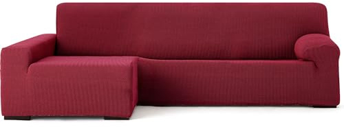 ECOMMERC3 | Copridivano Chaiselongue Braccio Lungo Sinistra Super Elastico Bielastico - Copridivano Chaiselong Colore Bordeaux con Schiume di Tenuta e Gomme di Valida Regolazione Destra o Sinistra