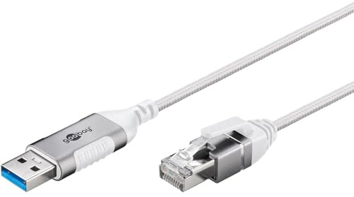 Goobay USB-A 3.0 to RJ45 Ethernet CAT 6 Slim Cable/Adapter Cable/Stable Wired Internet Connection with Router/Network Switch/USB Adapter to RJ45 / 1 Gbit/s / 1 m/white / 74377