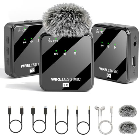 MeloJungle K63 Wireless Lavalier Microphone for iPhone/USB-C Phone,Camera,Tablet and Mac,mini iPhone Microphone for Video Recording,Vlogging,48KHz/24Bit,164 ft Range,Noise Cancelling