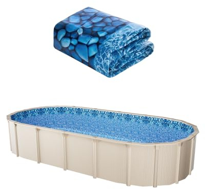 VEVOR Revestimiento para Piscina Elevada 549x1006 cm Ovalada Cubierta para Piscinas de Vinilo Altura de Pared 132,1 cm Resistente al Desgarro con Lados de Acero Fácil instalación para Patio Jardín