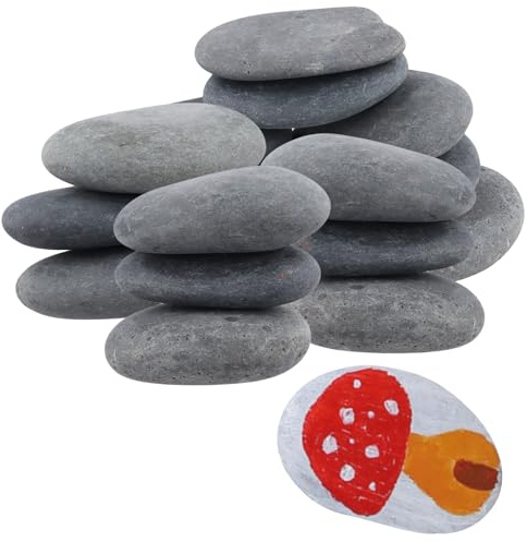 KOHAND 20 Pcs Painting Rocks, Natural River Rocks for Painting, 5-8 cm Grey Painting Pebbles, Rock Painting Stones for Art Projects