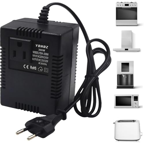 Spannungswandler Transformator 220V auf 110V: 300W Netzadapter Schritt Runter Stromkonverter, Reisestromadapter Spannungswandler, Transformator EU Stecker