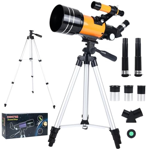 Télescope d'astronomie Urtioty 70 mm avec trépied réglable pour l'observation des étoiles du ciel, idéal pour les enfants, les débutants et les adultes